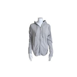 Yogalicious Womens Grey Hoodie Full Zip Mesh Sweatshirt Size Large